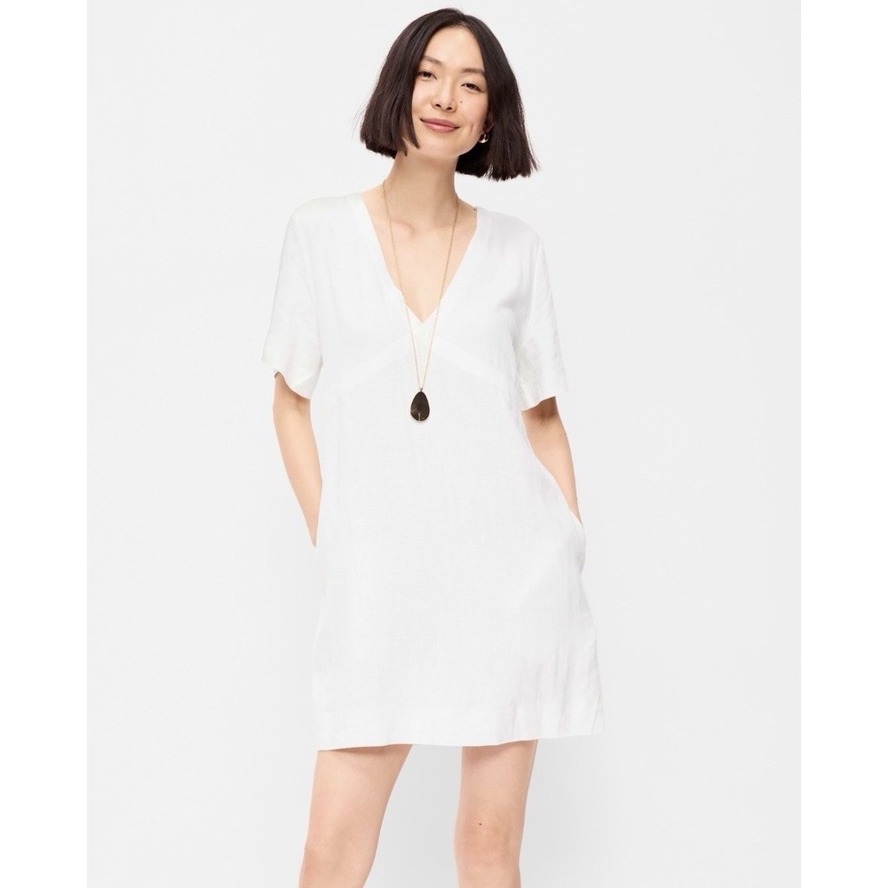 Old Navy Dress Women's XS White Linen Mini Shift Bohemian Minimalist Summer